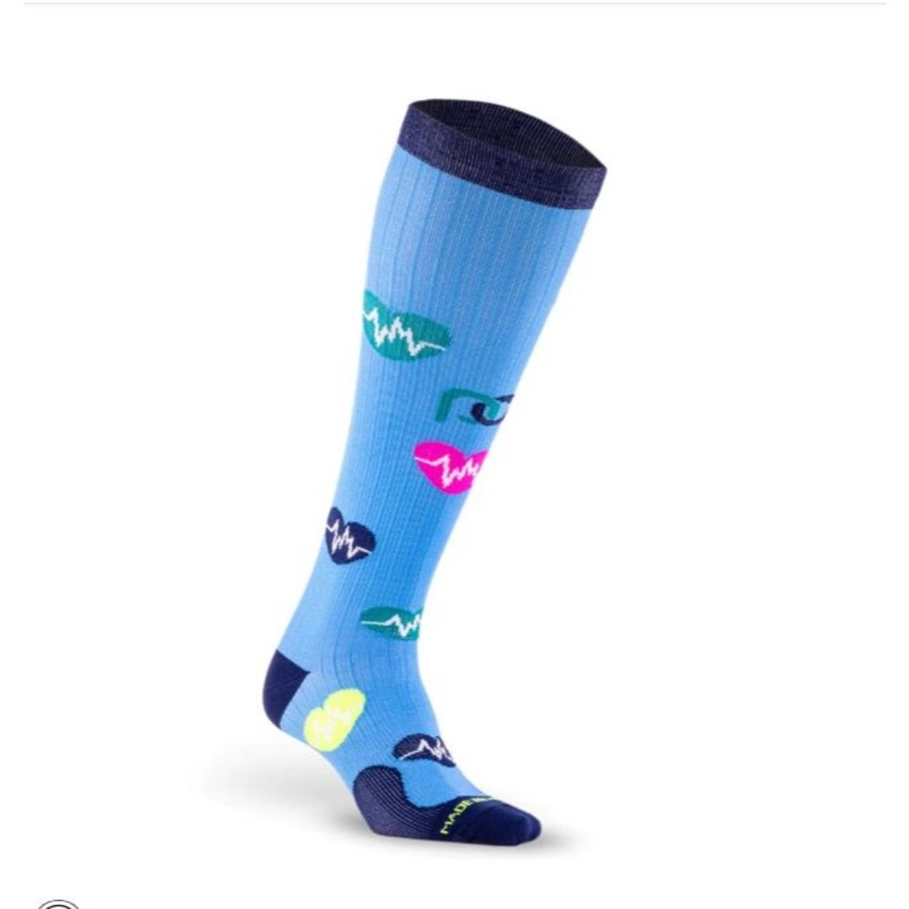 Womens NWOT Pro Compression Blue Healthy Heart Knee High Compression Socks